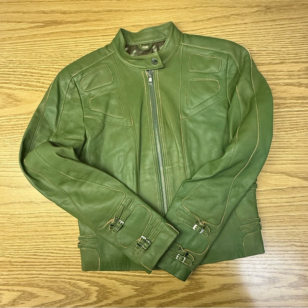 Cache Olive Green Leather Jacket - image 2